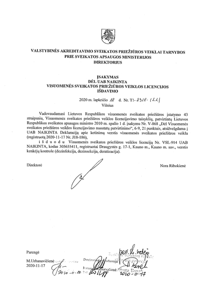 Naikinta veiklos licencija
